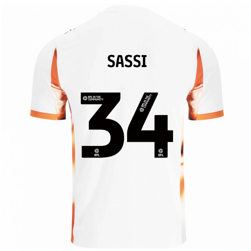 Danxen Criança Camisola Dan Sassi #34 Branco Laranja Preto Alternativa 2025/26 Camisa