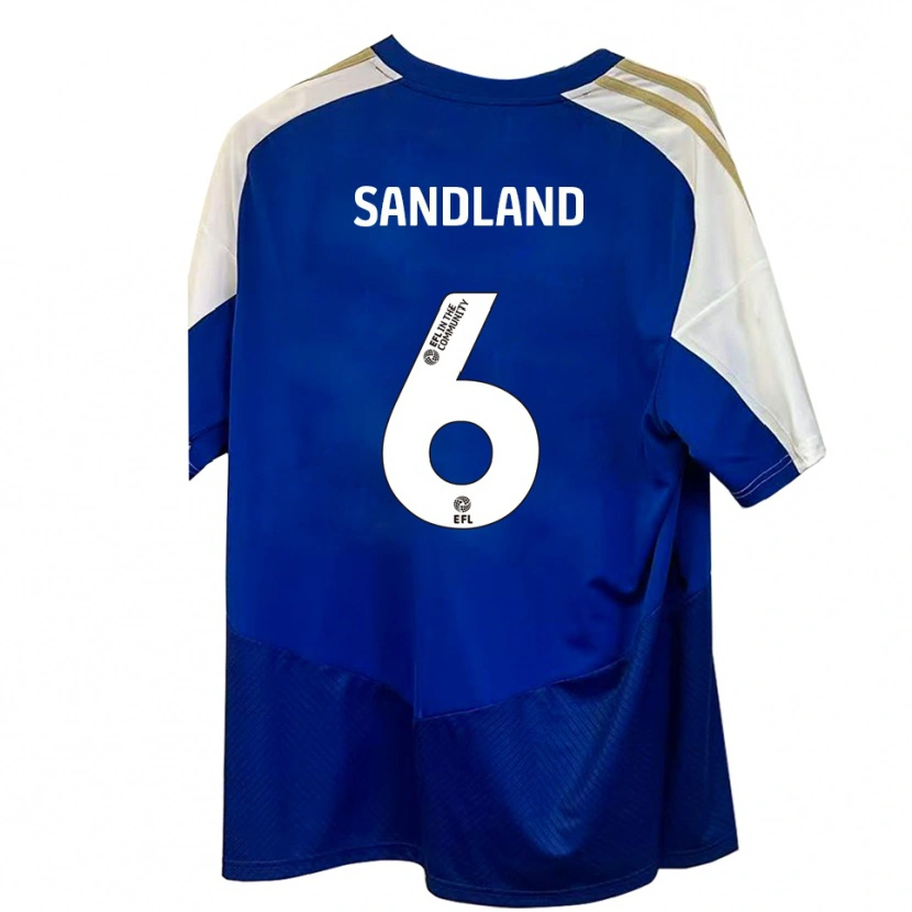 Danxen Criança Camisola Jessica Sandland #6 Azul Branco Dourado Alternativa 2025/26 Camisa
