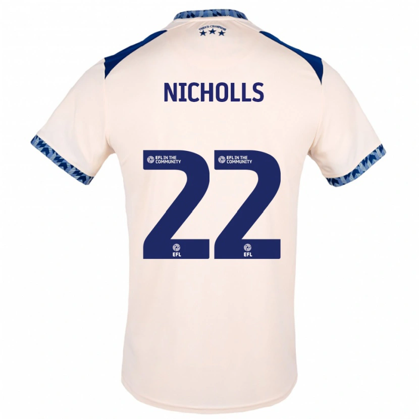 Danxen Criança Camisola Lee Nicholls #22 Branco Sujo Azul Marinho Alternativa 2025/26 Camisa