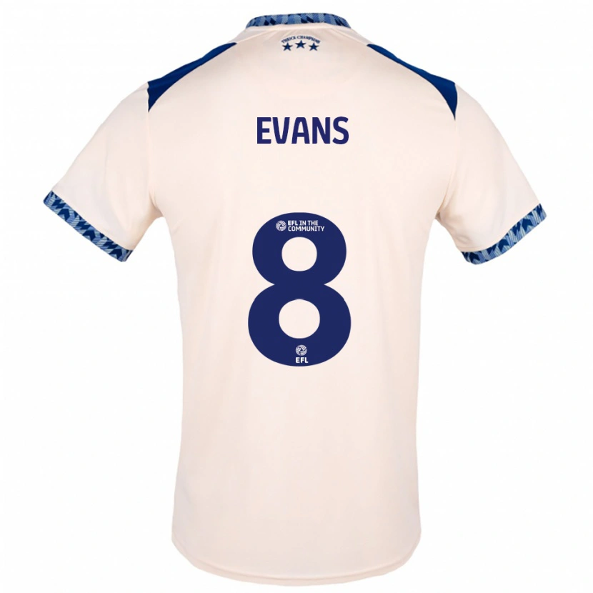 Danxen Criança Camisola Charley Evans #8 Branco Sujo Azul Marinho Alternativa 2025/26 Camisa