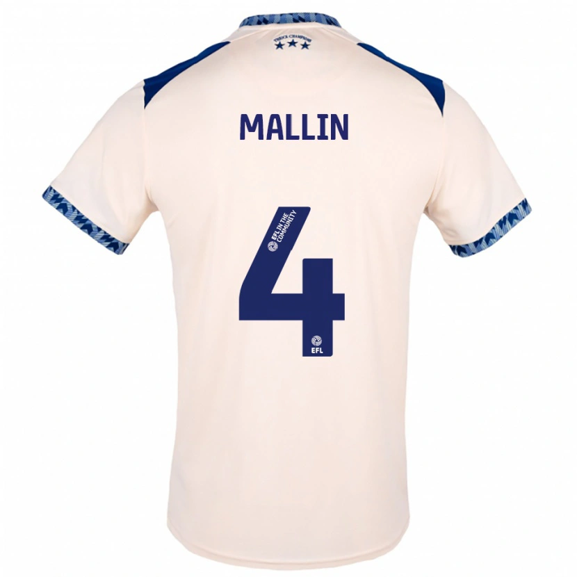 Danxen Criança Camisola Kate Mallin #4 Branco Sujo Azul Marinho Alternativa 2025/26 Camisa