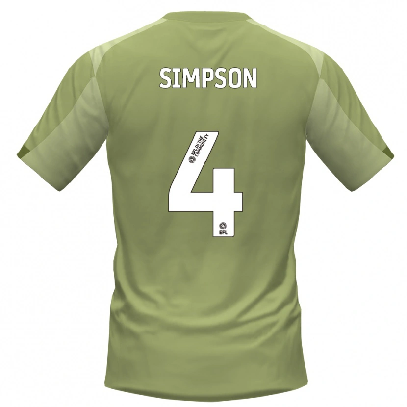Danxen Criança Camisola Jack Simpson #4 Sálvia Champagne Alternativa 2025/26 Camisa