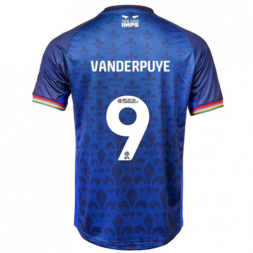 Danxen Criança Camisola Daniel Vanderpuye #9 Azul Marinho Alternativa 2025/26 Camisa