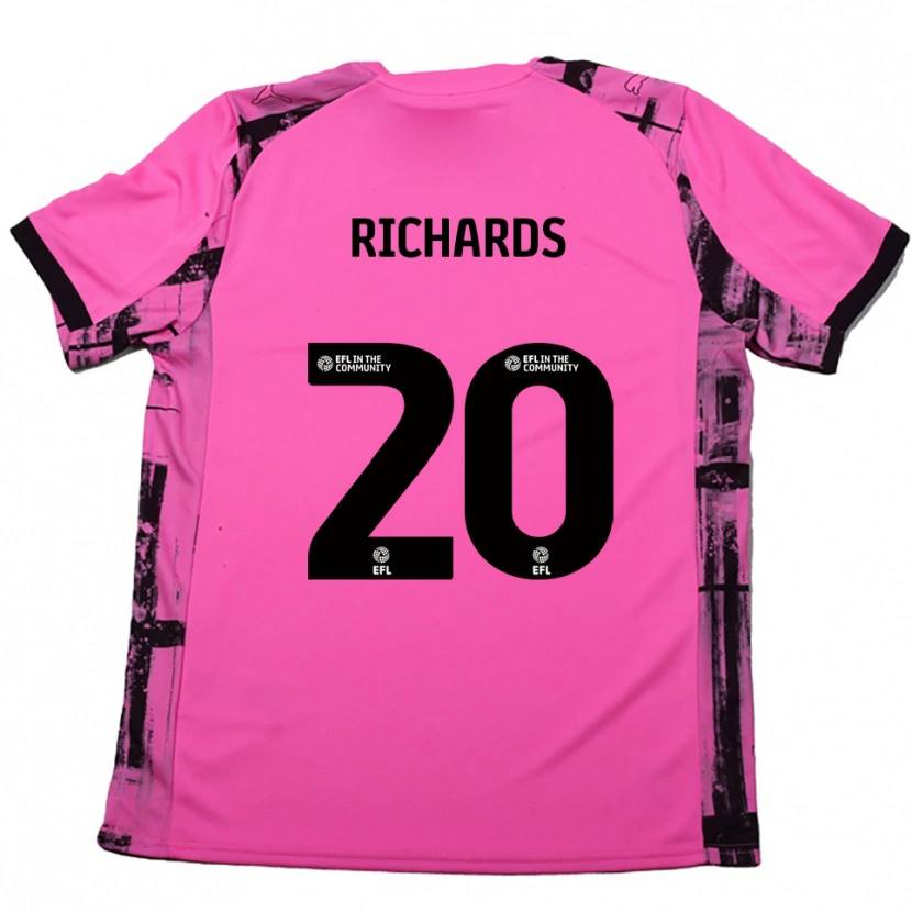 Danxen Criança Camisola Mia Richards #20 Rosa Vermelho Preto Alternativa 2025/26 Camisa