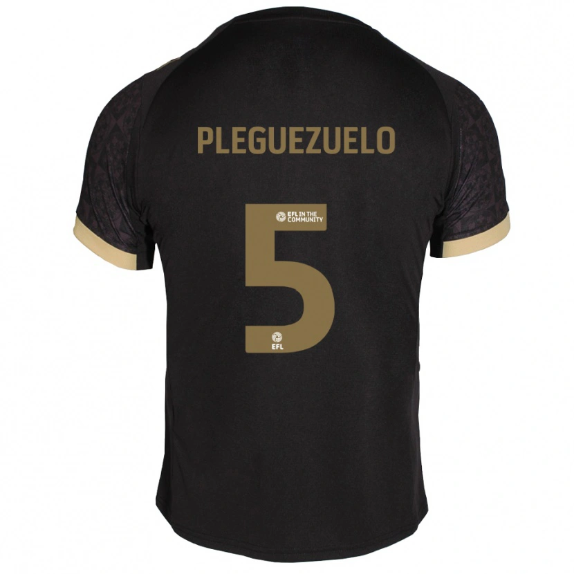 Danxen Criança Camisola Julio Pleguezuelo #5 Preto Dourado Alternativa 2025/26 Camisa