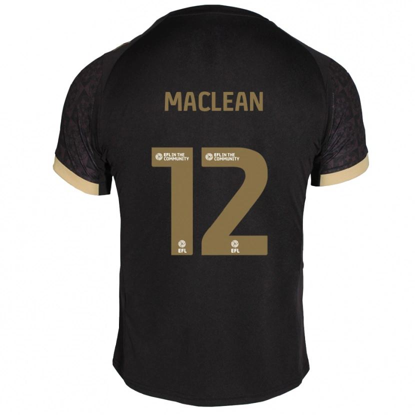 Danxen Criança Camisola Toby Maclean #12 Preto Dourado Alternativa 2025/26 Camisa