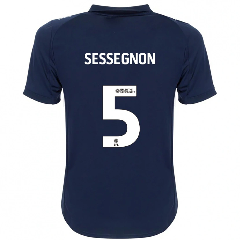 Danxen Criança Camisola Steven Sessegnon #5 Azul Marinho Branco Alternativa 2025/26 Camisa