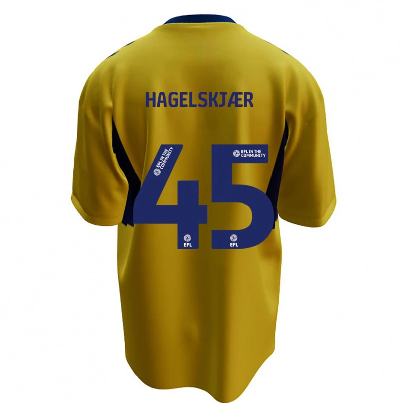Danxen Criança Camisola Anders Hagelskjær #45 Amarelo Azul Alternativa 2025/26 Camisa