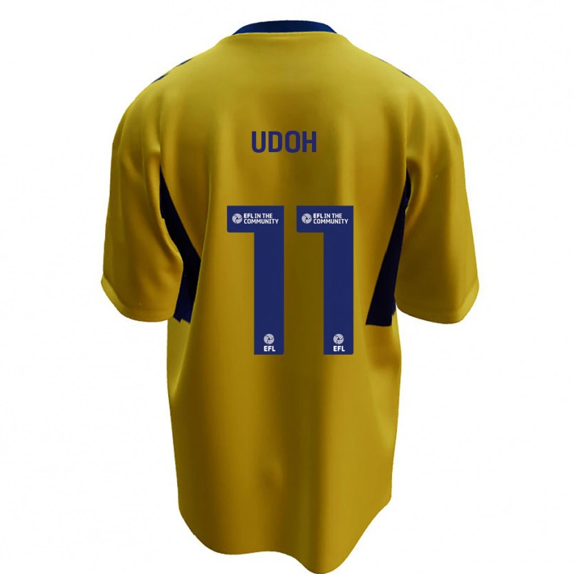 Danxen Criança Camisola Daniel Udoh #11 Amarelo Azul Alternativa 2025/26 Camisa