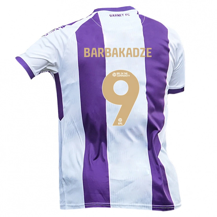 Danxen Criança Camisola David Barbakadze #9 Branco Roxo Alternativa 2025/26 Camisa
