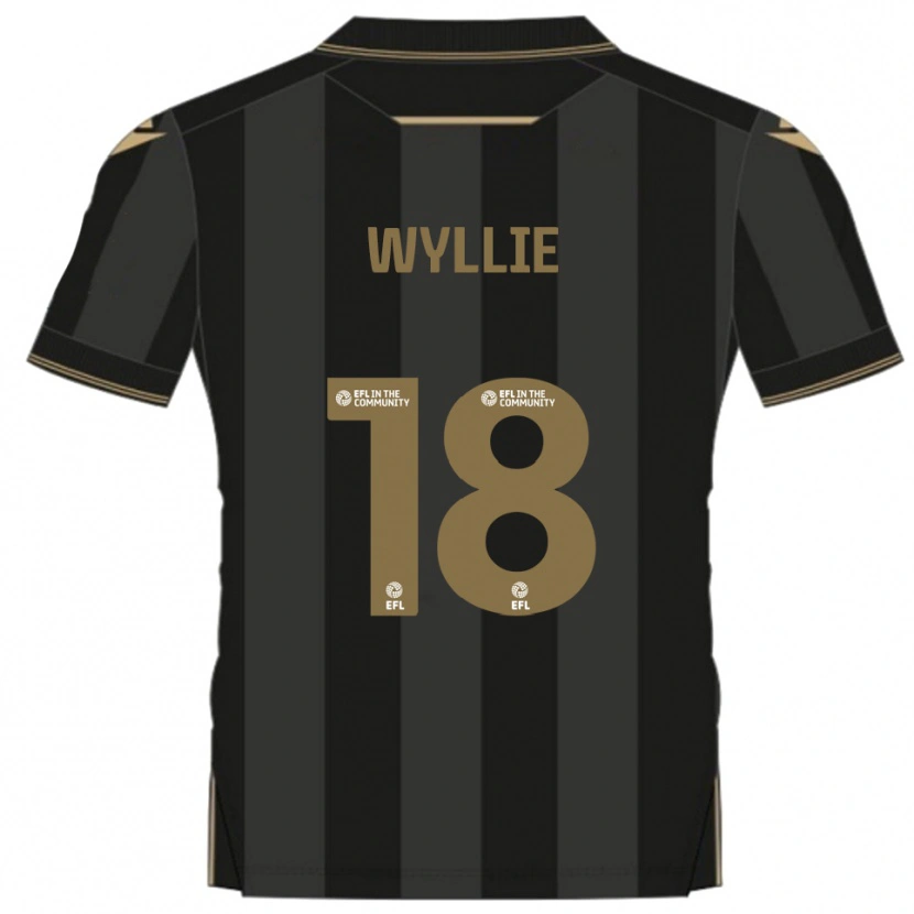 Danxen Criança Camisola Marcus Wyllie #18 Preto Dourado Alternativa 2025/26 Camisa