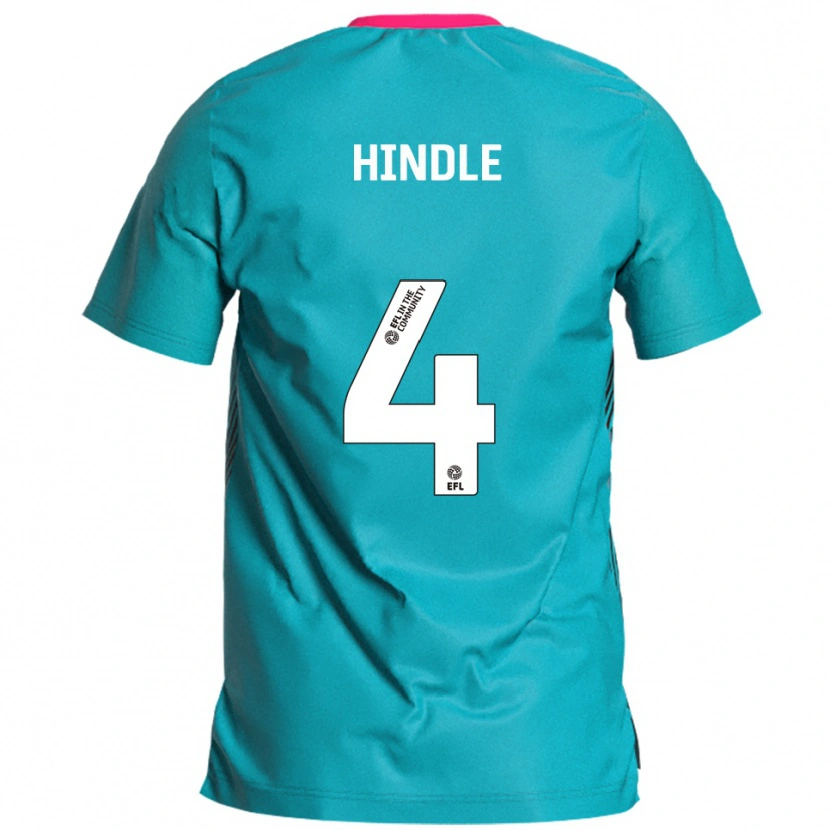 Danxen Criança Camisola Harry Hindle #4 Azul Celeste Rosa Alternativa 2025/26 Camisa