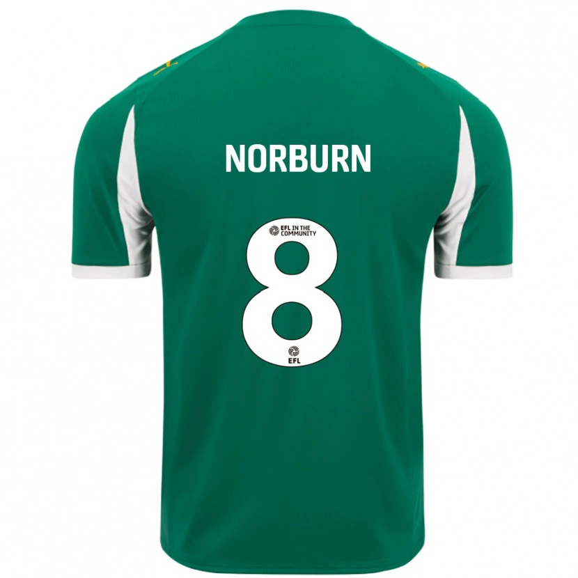 Danxen Criança Camisola Oliver Norburn #8 Verde Branco Alternativa 2025/26 Camisa