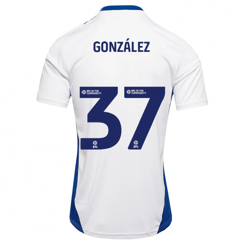 Danxen Criança Camisola Dani González #37 Branco Azul Alternativa 2025/26 Camisa