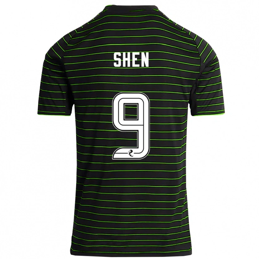 Danxen Criança Camisola Shen Mengyu #9 Preto Verde Alternativa 2025/26 Camisa