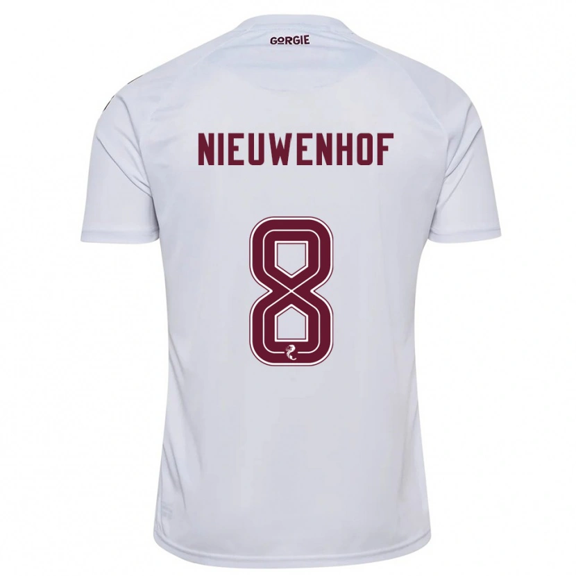 Danxen Criança Camisola Calem Nieuwenhof #8 Branco Vinho Alternativa 2025/26 Camisa