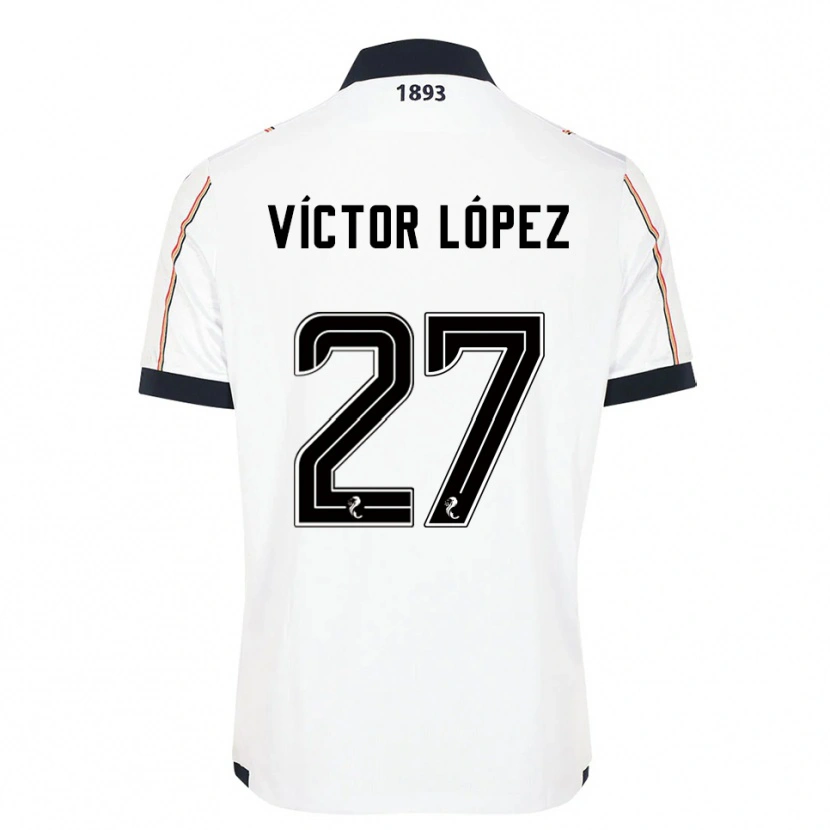 Danxen Criança Camisola Víctor López #27 Branco Azul Marinho Vermelho Alternativa 2025/26 Camisa