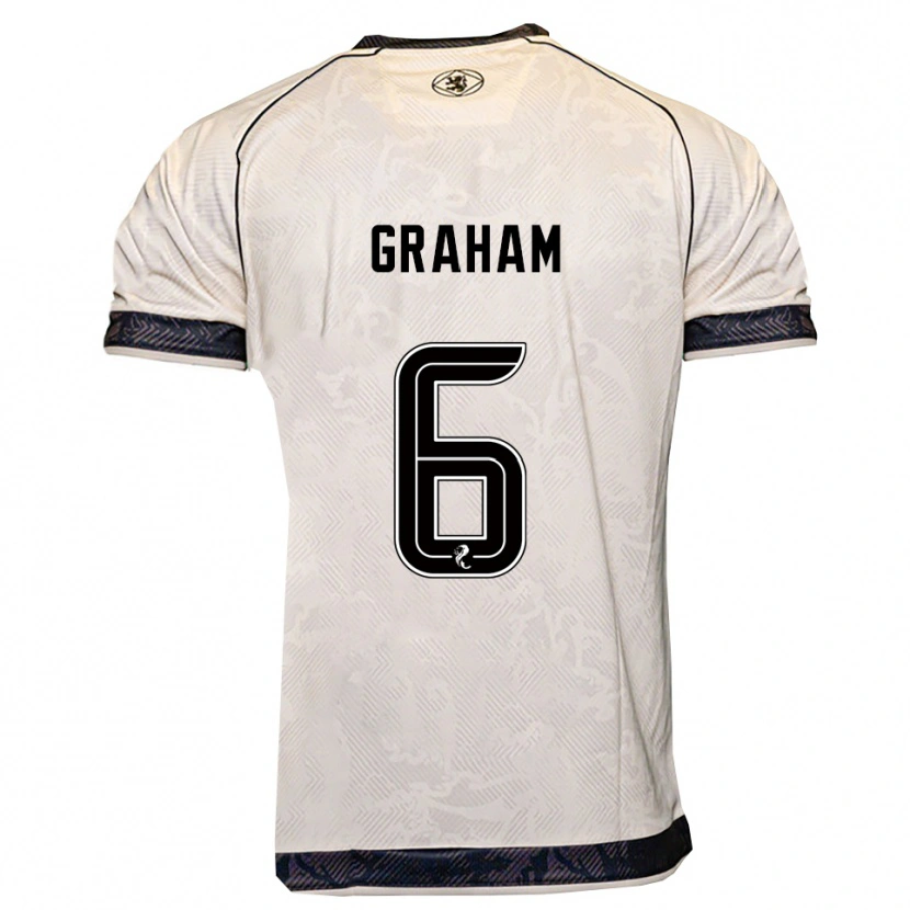 Danxen Criança Camisola Ross Graham #6 Branco Preto Alternativa 2025/26 Camisa