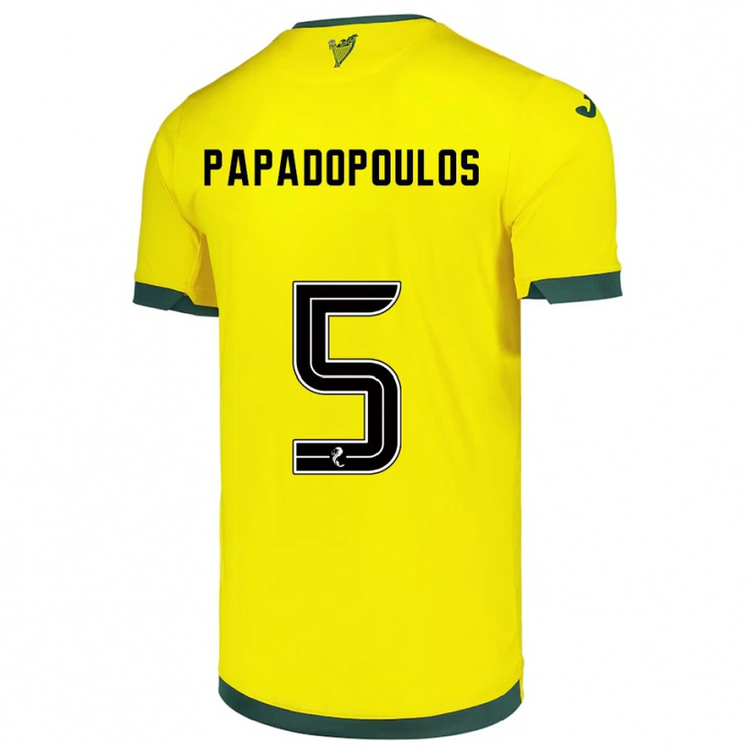 Danxen Criança Camisola Stacey Papadopoulos #5 Amarelo Verde Alternativa 2025/26 Camisa