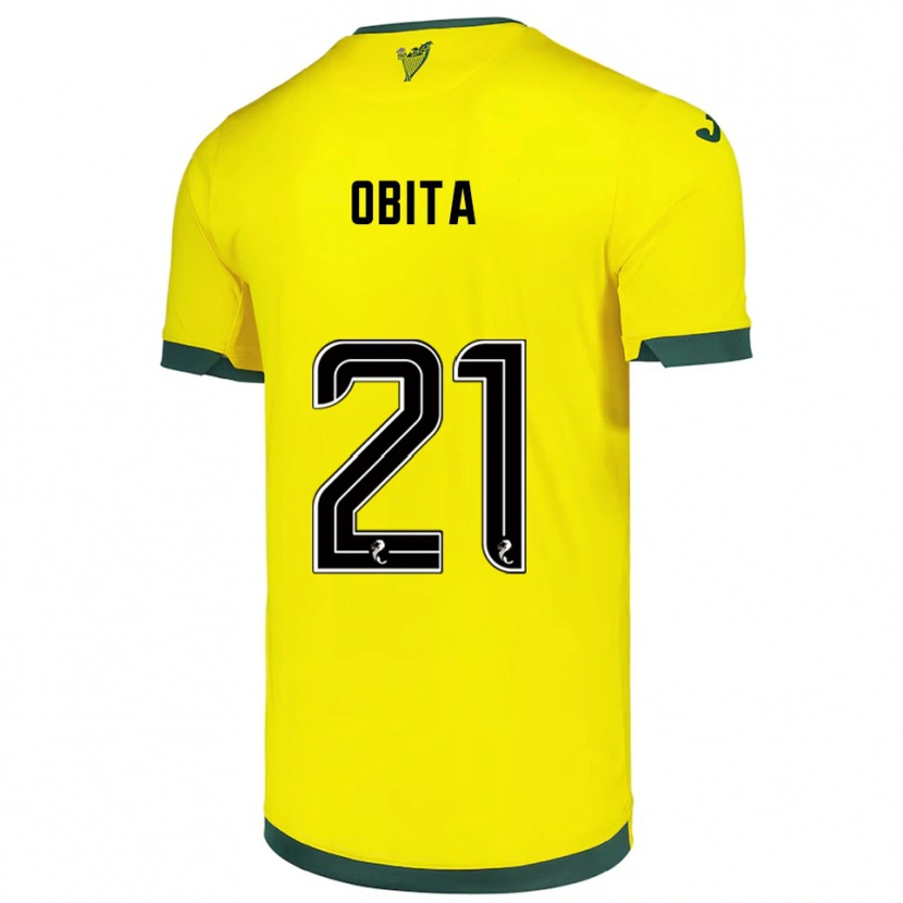 Danxen Criança Camisola Jordan Obita #21 Amarelo Verde Alternativa 2025/26 Camisa