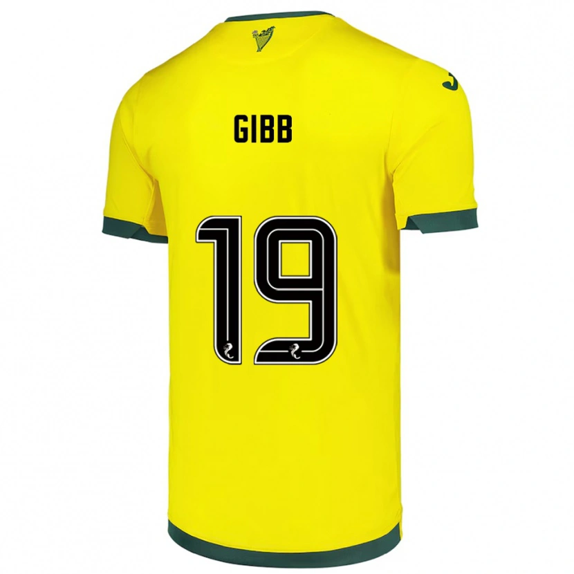 Danxen Criança Camisola Caley Gibb #19 Amarelo Verde Alternativa 2025/26 Camisa