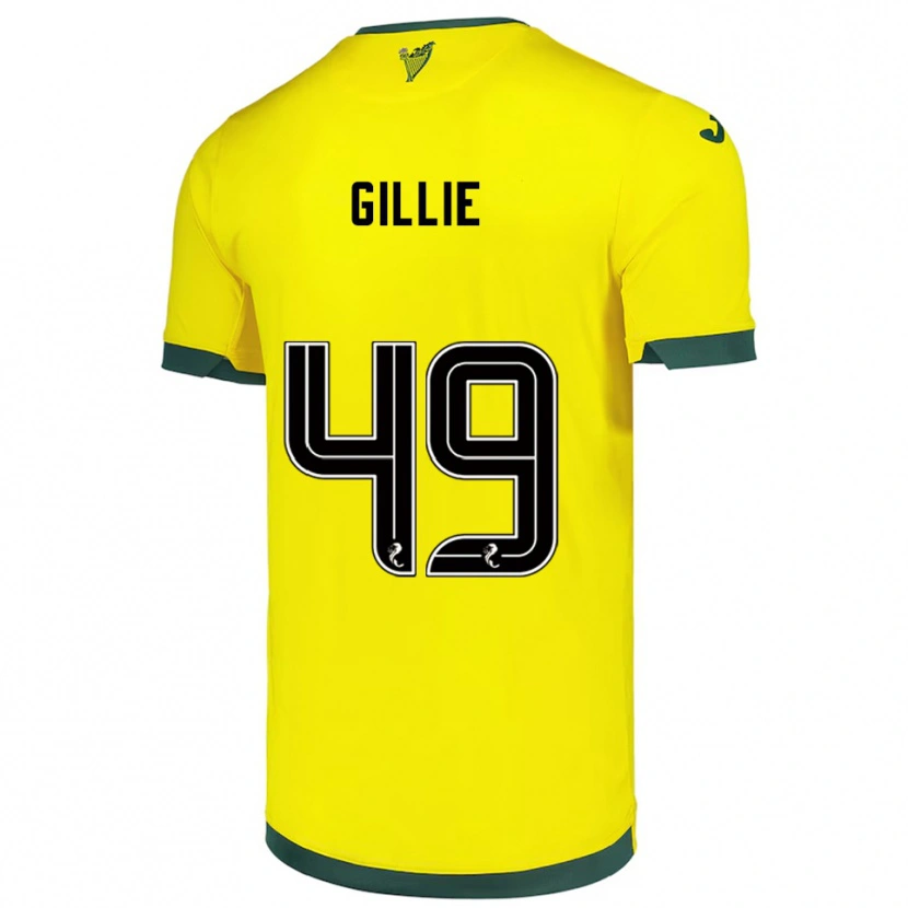 Danxen Criança Camisola Lewis Gillie #49 Amarelo Verde Alternativa 2025/26 Camisa