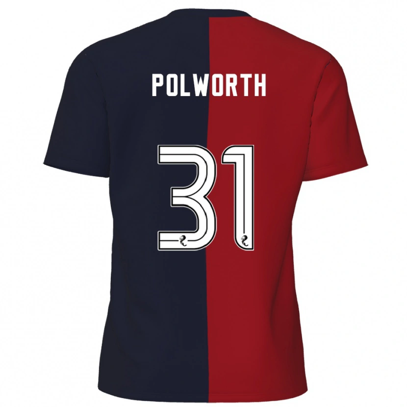 Danxen Criança Camisola Liam Polworth #31 Vermelho Azul Marinho Alternativa 2025/26 Camisa