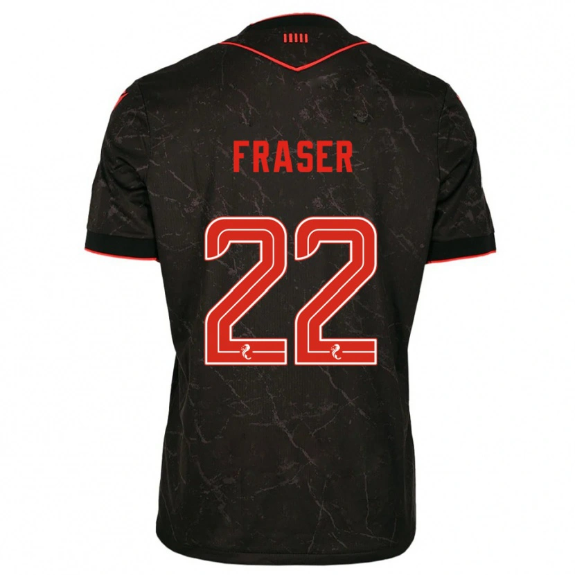 Danxen Criança Camisola Marcus Fraser #22 Preto Vermelho Alternativa 2025/26 Camisa
