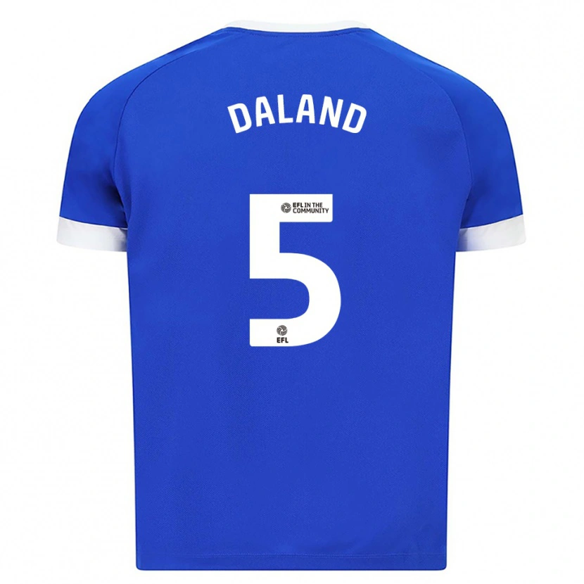 Danxen Homem Camisola Jesper Daland #5 Azul Branco Principal 2025/26 Camisa