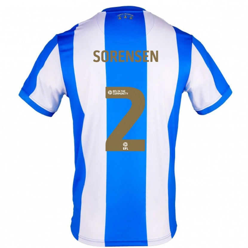 Danxen Homem Camisola Lasse Sørensen #2 Azul Branco Principal 2025/26 Camisa
