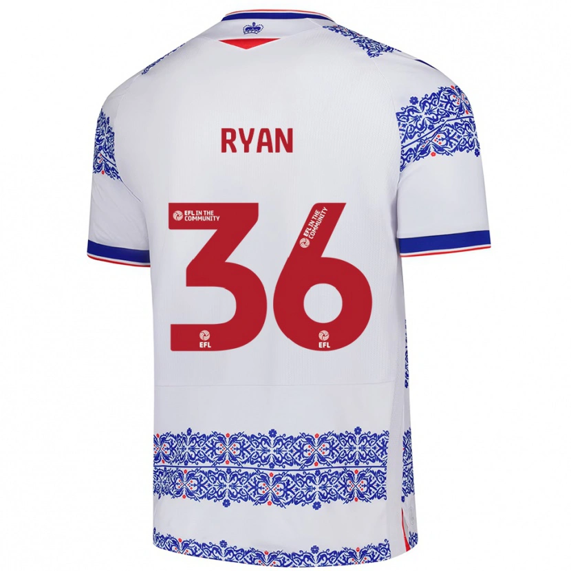 Danxen Homem Camisola John Ryan #36 Branco Azul Principal 2025/26 Camisa