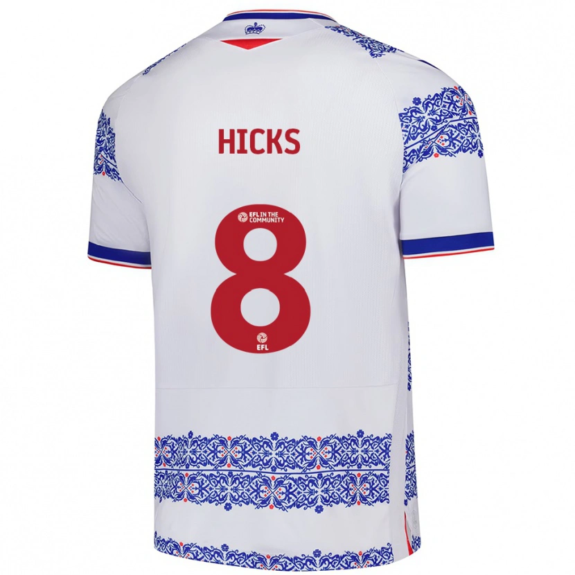Danxen Homem Camisola David Hicks #8 Branco Azul Principal 2025/26 Camisa