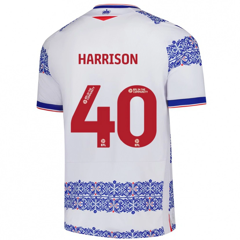 Danxen Homem Camisola Sam Harrison #40 Branco Azul Principal 2025/26 Camisa
