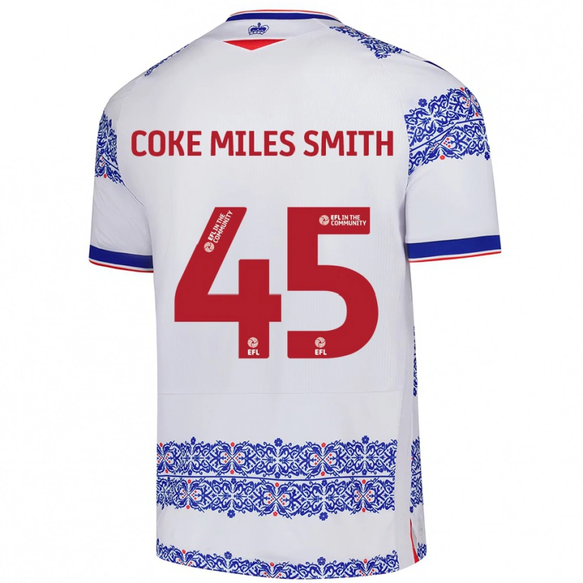 Danxen Homem Camisola Kiyan Coke Miles Smith #45 Branco Azul Principal 2025/26 Camisa