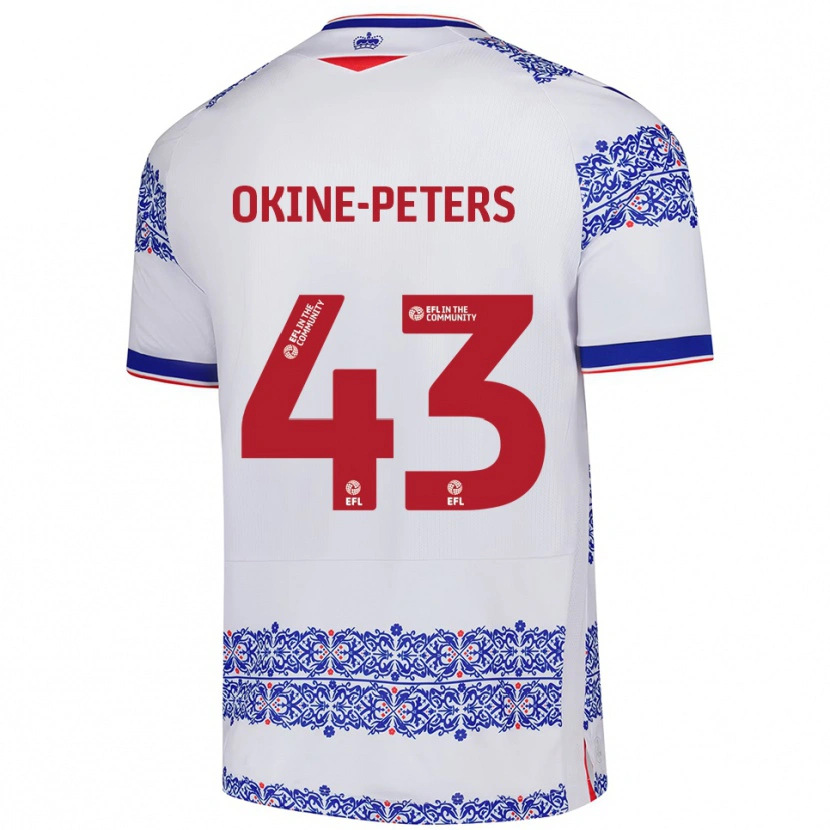 Danxen Homem Camisola Jeremiah Okine-Peters #43 Branco Azul Principal 2025/26 Camisa