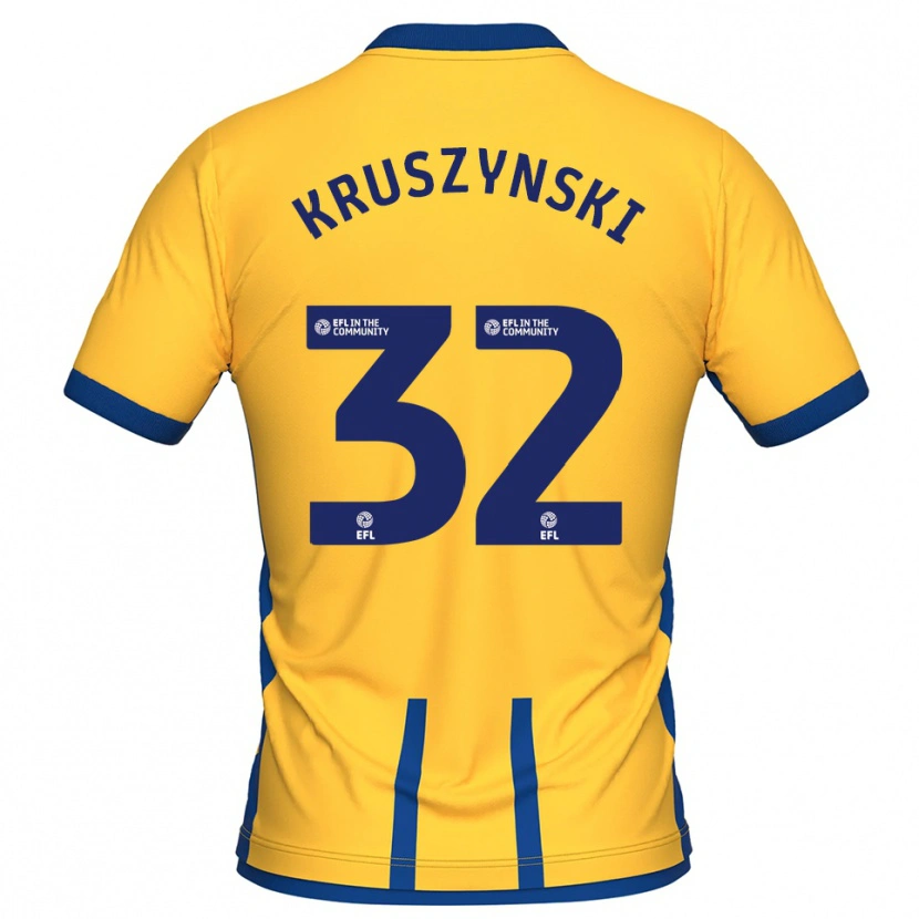 Danxen Homem Camisola Jakub Kruszynski #32 Amarelo Azul Principal 2025/26 Camisa