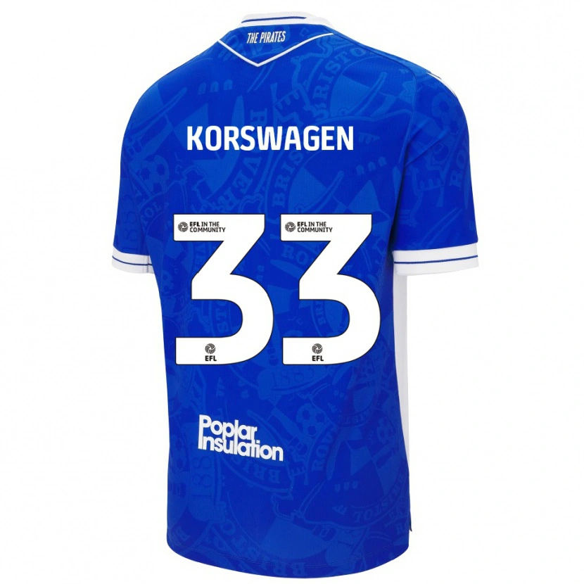 Danxen Homem Camisola Mattijis Korswagen #33 Azul Branco Principal 2025/26 Camisa