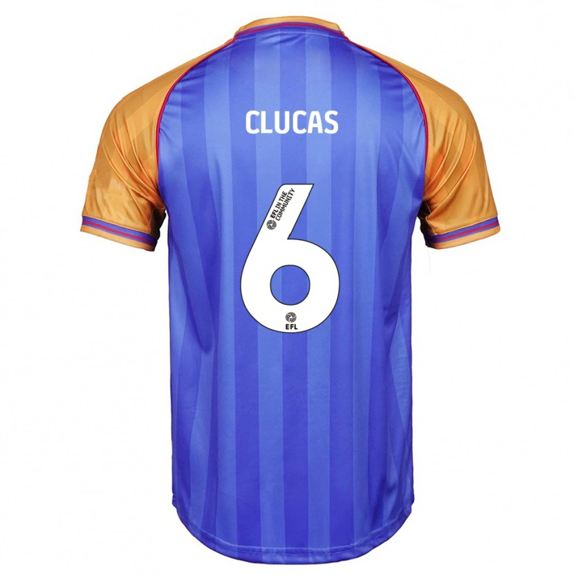 Danxen Homem Camisola Sam Clucas #6 Azul Laranja Principal 2025/26 Camisa
