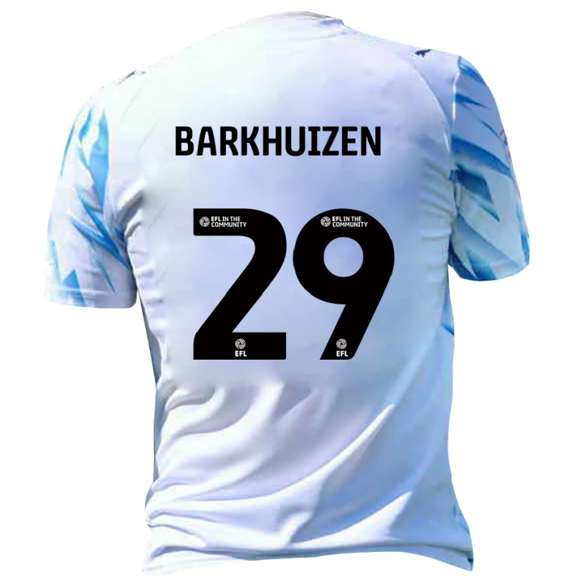 Danxen Homem Camisola Tom Barkhuizen #29 Branco Azul Celeste Principal 2025/26 Camisa