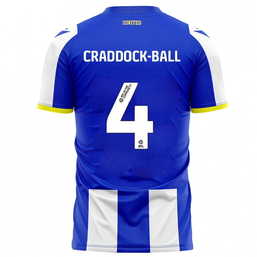 Danxen Homem Camisola Cassie Craddock-Ball #4 Azul Branco Principal 2025/26 Camisa
