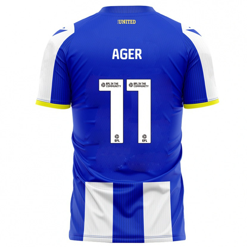 Danxen Homem Camisola Emily Ager #11 Azul Branco Principal 2025/26 Camisa
