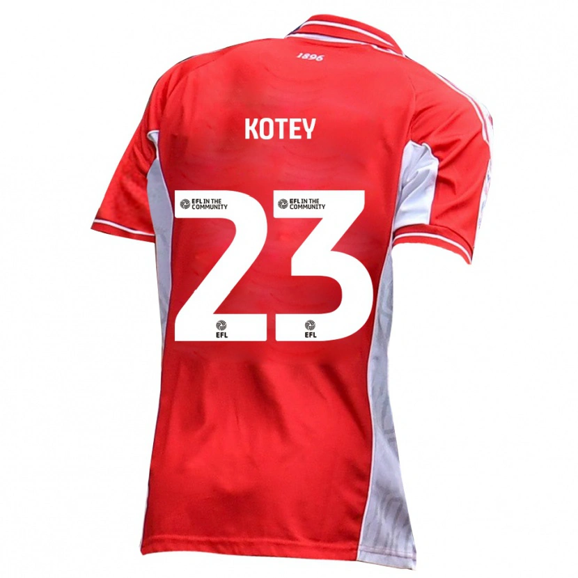 Danxen Homem Camisola Fate Kotey #23 Vermelho Branco Principal 2025/26 Camisa