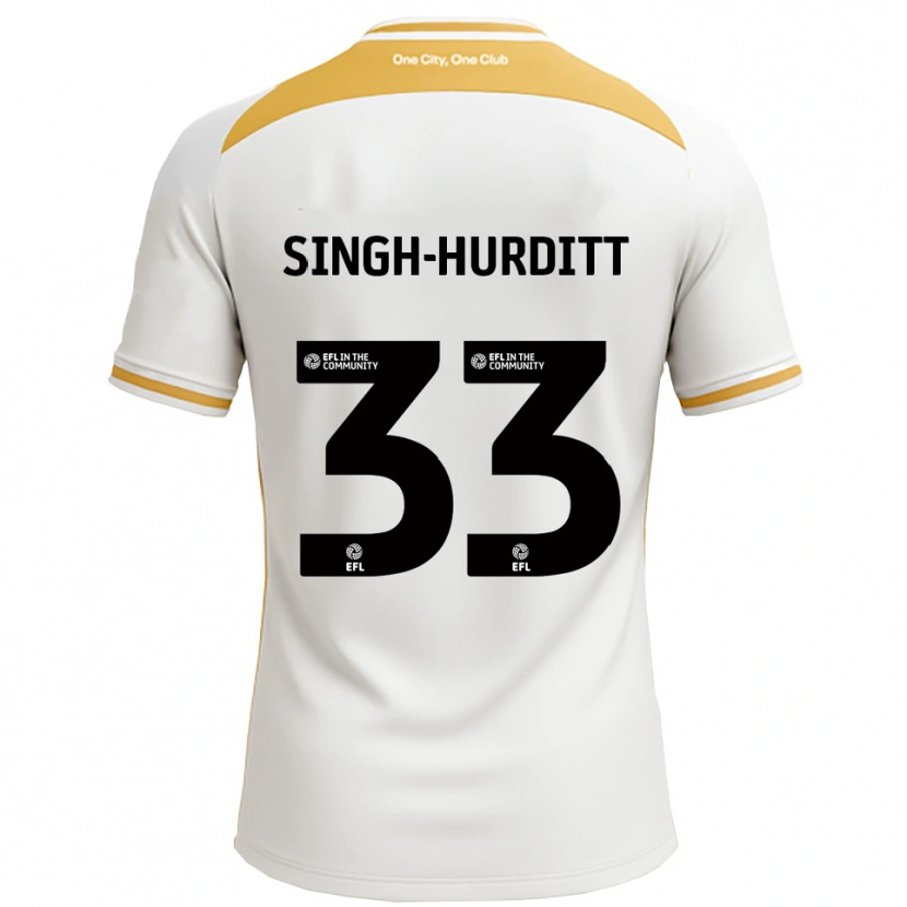 Danxen Homem Camisola Damerai Singh-Hurditt #33 Branco Dourado Principal 2025/26 Camisa