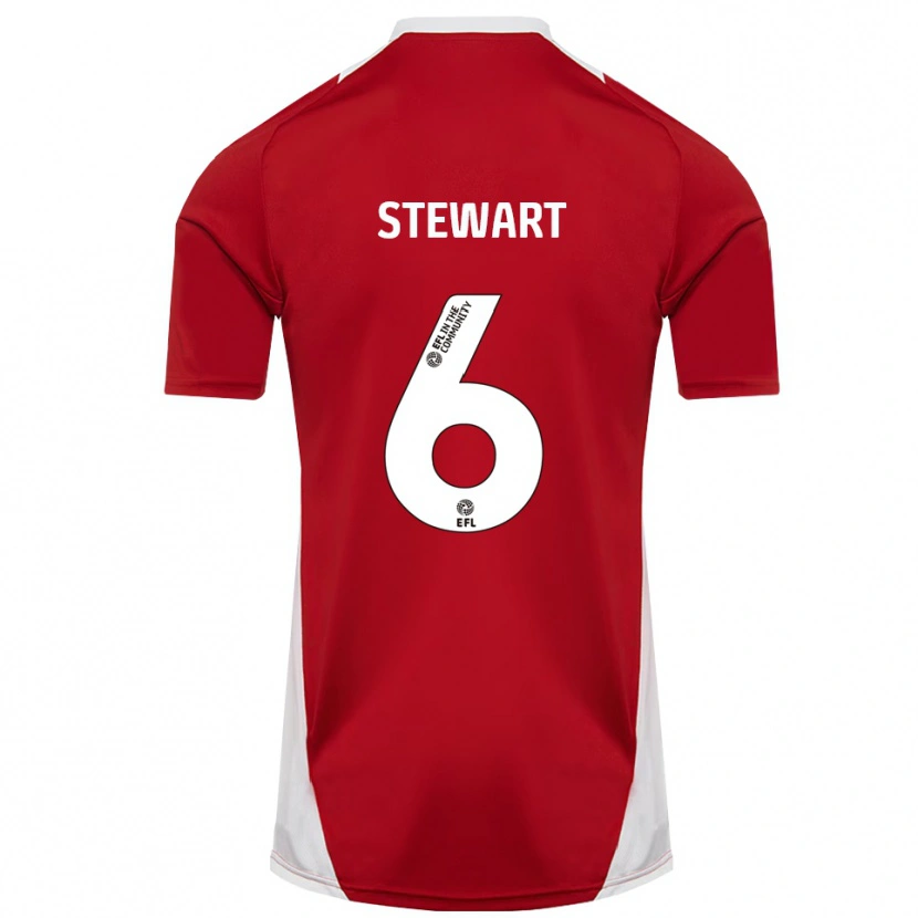 Danxen Homem Camisola Alistair Stewart #6 Vermelho Branco Dourado Principal 2025/26 Camisa