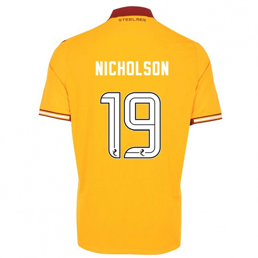 Danxen Homem Camisola Sam Nicholson #19 Amarelo Vinho Principal 2025/26 Camisa