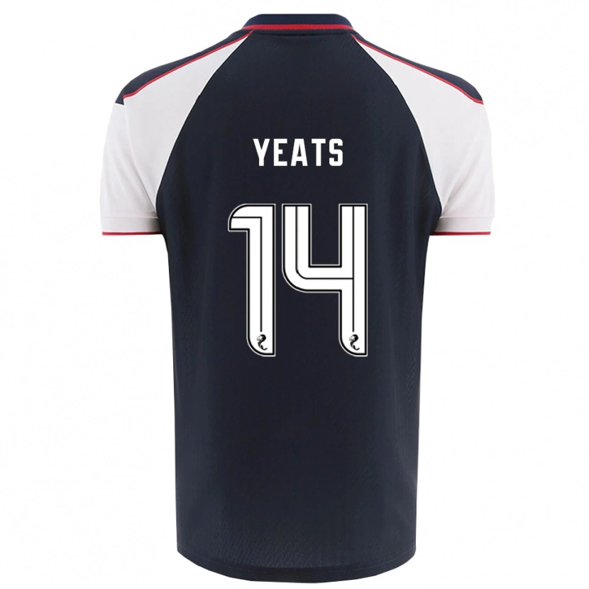 Danxen Homem Camisola Finn Yeats #14 Azul Marinho Branco Principal 2025/26 Camisa