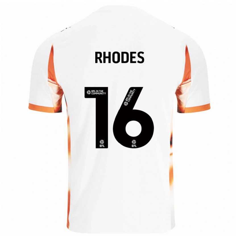 Danxen Homem Camisola Jordan Rhodes #16 Branco Laranja Preto Alternativa 2025/26 Camisa