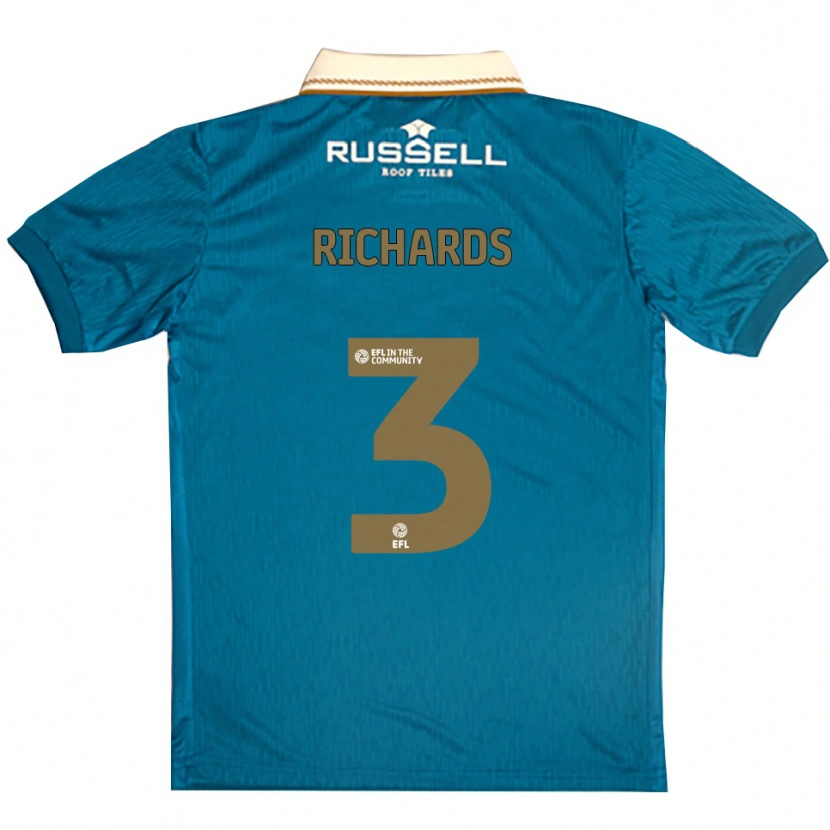 Danxen Homem Camisola Sophie Richards #3 Azul Celeste Branco Alternativa 2025/26 Camisa