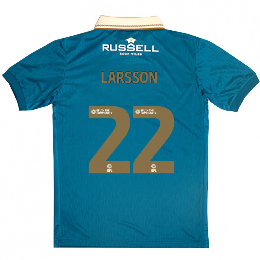 Danxen Homem Camisola Julian Larsson #22 Azul Celeste Branco Alternativa 2025/26 Camisa