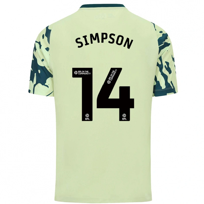 Danxen Homem Camisola Jasmine Simpson #14 Verde Escuro Alternativa 2025/26 Camisa